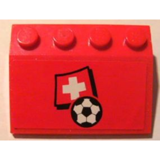 Slope 33 3 x 4 with Flag of Switzerland and Soccer Ball on Red Background Pattern (Sticker) - Set 3407