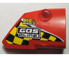 Technic, Panel Fairing # 2 Small Smooth Short, Side B with Black and Yellow Squares, 'BIG big WHEELS', 'GASoline' Pattern (Sticker) - Set 42005