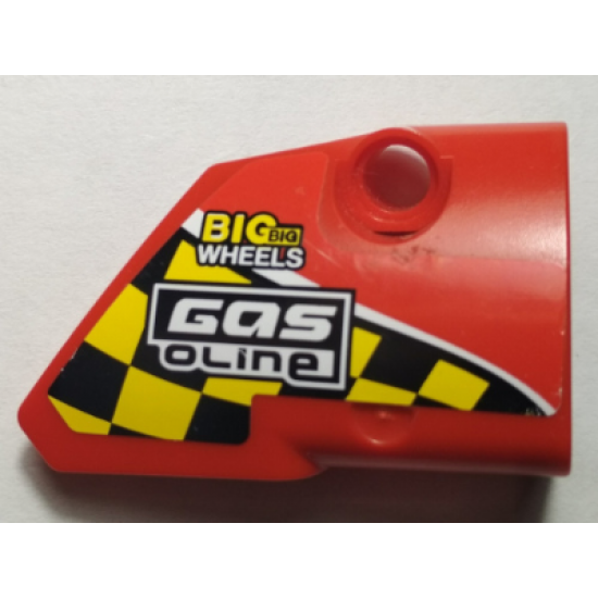 Technic, Panel Fairing # 2 Small Smooth Short, Side B with Black and Yellow Squares, 'BIG big WHEELS', 'GASoline' Pattern (Sticker) - Set 42005