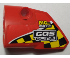 Technic, Panel Fairing # 1 Small Smooth Short, Side A with Black and Yellow Squares, 'BIG big WHEELS', 'GASoline' Pattern (Sticker) - Set 42005