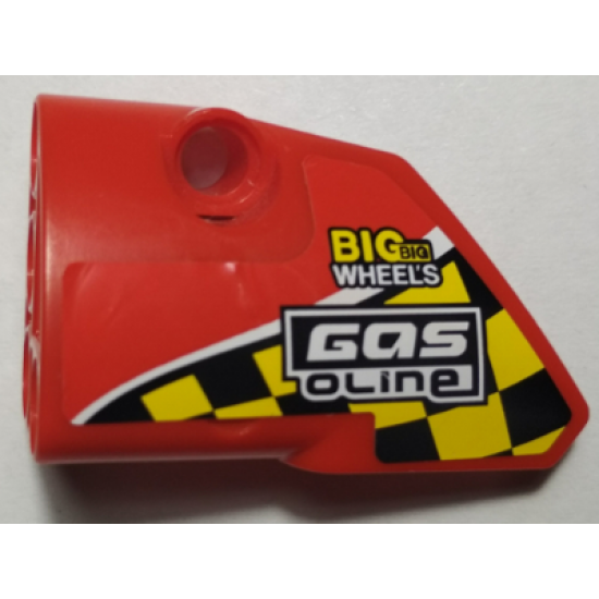 Technic, Panel Fairing # 1 Small Smooth Short, Side A with Black and Yellow Squares, 'BIG big WHEELS', 'GASoline' Pattern (Sticker) - Set 42005