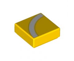 Tile 1 x 1 with White Quarter Arc with Yellow Outline Pattern