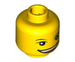 Minifigure, Head Black Eyebrows, White Pupils, Open Smile Wide Pattern (LEGO Club Max) - Blocked Open Stud