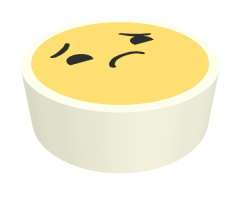 Tile, Round 1 x 1 with Emoji, Bright Light Yellow Face, Worried with Raised Right Eyebrow Pattern