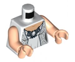 Torso LotR Dress with Metallic Silver Robe and Ornate Silver Brooch Pattern (Galadriel) / Light Nougat Arms / Light Nougat Hands