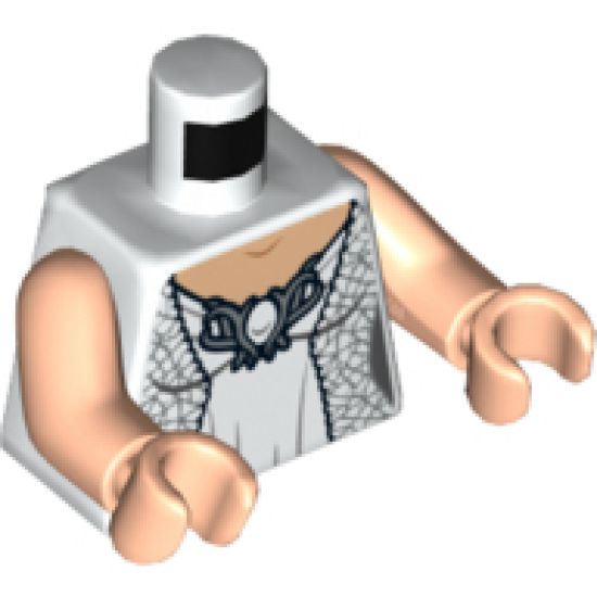 Torso LotR Dress with Metallic Silver Robe and Ornate Silver Brooch Pattern (Galadriel) / Light Nougat Arms / Light Nougat Hands