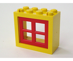 Window 2 x 4 x 3 Frame with Red Window 2 x 4 x 3 Pane (4132 / 4133)