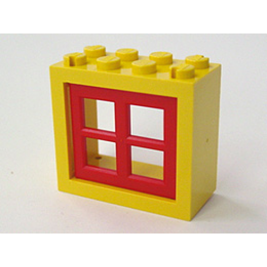 Window 2 x 4 x 3 Frame with Red Window 2 x 4 x 3 Pane (4132 / 4133)