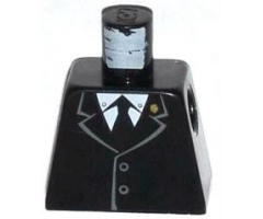 Torso Jacket Buttoned with Gold Badge on Collar, White Shirt and Black Tie Pattern