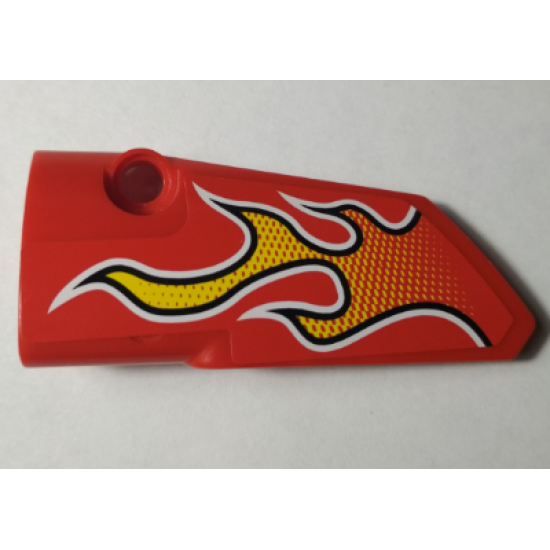 Technic, Panel Fairing # 3 Small Smooth Long, Side A with Flames Pattern (Sticker) - Set 42005