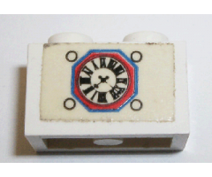 Brick 1 x 2 with Vintage Clock Pattern (Sticker) - Set 294