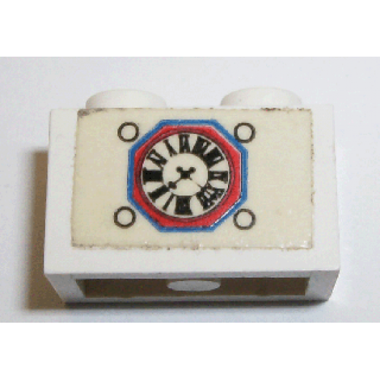 Brick 1 x 2 with Vintage Clock Pattern (Sticker) - Set 294