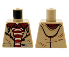 Torso Jacket with Buttons, Pockets and Dark Red Shirt with Tan Stripes Pattern