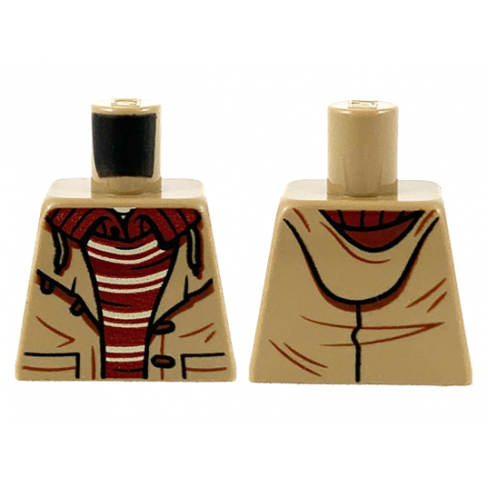 Torso Jacket with Buttons, Pockets and Dark Red Shirt with Tan Stripes Pattern