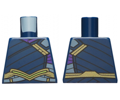Torso Tunic with Gold Shoulder Clasp and Belt, Dark Purple and Bright Light Blue Trim Pattern