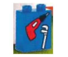 Duplo, Brick 1 x 2 x 2 with Electric Drill and Wrench Pattern