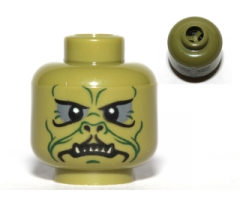 Minifigure, Head Alien with SW Kithaba Green Facial Lines Pattern - Blocked Open Stud