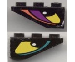 Slope, Inverted 33 3 x 1 with Yellow Eye with Dark Turquoise Stripe Left Pattern, Both Sides Different, Model Left Side (Stickers) - Set 8257