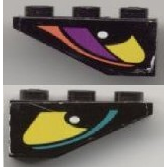 Slope, Inverted 33 3 x 1 with Yellow Eye with Dark Turquoise Stripe Left Pattern, Both Sides Different, Model Left Side (Stickers) - Set 8257