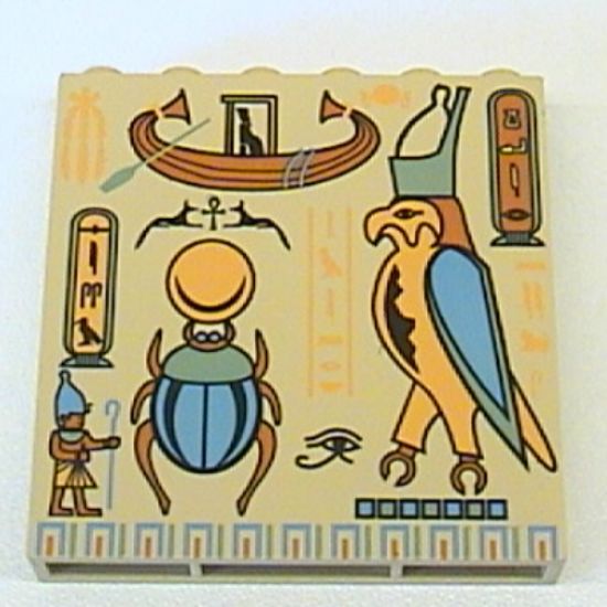 Brick 1 x 6 x 5 with Hieroglyphs and Bird Pattern