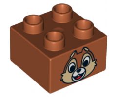 Duplo, Brick 2 x 2 with Chipmunk Head with One Tooth Pattern (Chip)