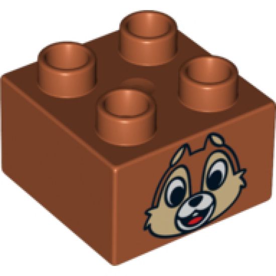 Duplo, Brick 2 x 2 with Chipmunk Head with One Tooth Pattern (Chip)