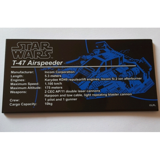 Tile 8 x 16 with Bottom Tubes with T-47 Airspeeder Pattern (Sticker) - Set 75144