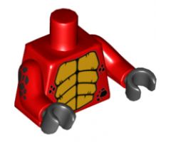 Torso with Bright Light Orange Large Scales, Black Small Scales Pattern / Red Arms with Black Scales Pattern / Black Hands