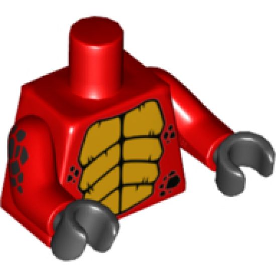 Torso with Bright Light Orange Large Scales, Black Small Scales Pattern / Red Arms with Black Scales Pattern / Black Hands
