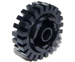 Wheel & Tire Assembly Brick, Round 2 x 2 with Axle Hole with Black Tire 24mm D. x 8mm Offset Tread - Interior Ridges (3941 / 3483)