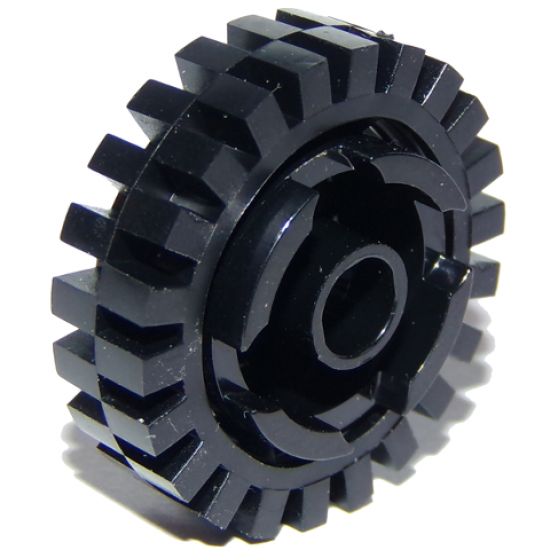 Wheel & Tire Assembly Brick, Round 2 x 2 with Axle Hole with Black Tire 24mm D. x 8mm Offset Tread - Interior Ridges (3941 / 3483)