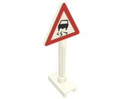 Road Sign Triangle with Skidding Car Pattern (Car with no Tire on Back)