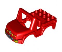 Duplo, Vehicle Car Body Off Road with Headlights and Fire Department Logo Pattern