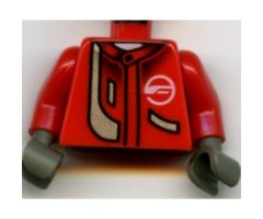 Torso Racers Jacket and White Neck with Silver Stripe Pattern / Red Arms / Dark Gray Hands