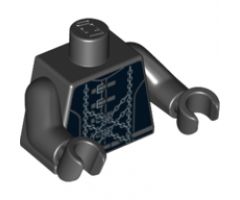 Torso Speed Racer Jacket with Dark Bluish Gray Buckles and Silver Chains Pattern / Black Arms / Black Hands
