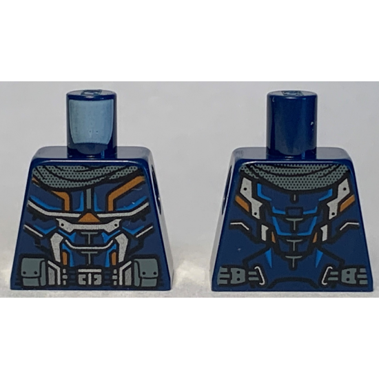Torso Armor, Silver, Orange and Blue Highlights and Dark Bluish Gray Pockets Pattern
