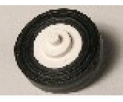 Wheel & Tire Assembly Center Small with Stub Axles (Pulley Wheel), with Black Tire 14mm D. x 4mm Smooth Small Single (3464 / 3139)