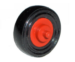Wheel & Tire Assembly Center Small with Stub Axles (Pulley Wheel), with Black Tire 14mm D. x 4mm Smooth Small Single (3464 / 3139)