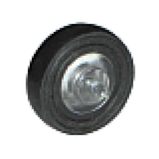Wheel & Tire Assembly Center Small with Stub Axles (Pulley Wheel), with Black Tire 14mm D. x 4mm Smooth Small Single (3464 / 3139)