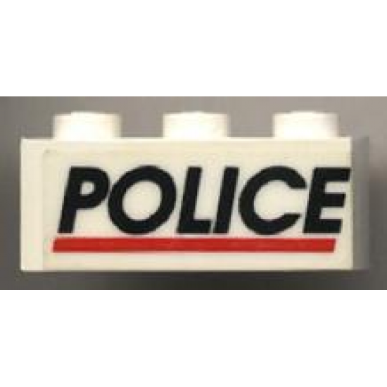 Brick 1 x 3 with Black 'POLICE' Red Line Pattern (Sticker) - Set 6483