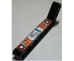 Technic, Liftarm 1 x 9 Bent (7 - 3) Thick with Dark Turquoise, Silver and Orange Gauges and Levers Pattern Model Right (Sticker) - Set 8305