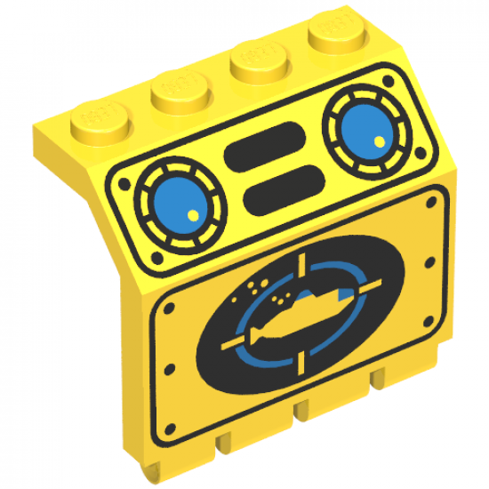 Panel 2 x 4 x 3 1/3 with Hinge with Yellow Submarine Pattern