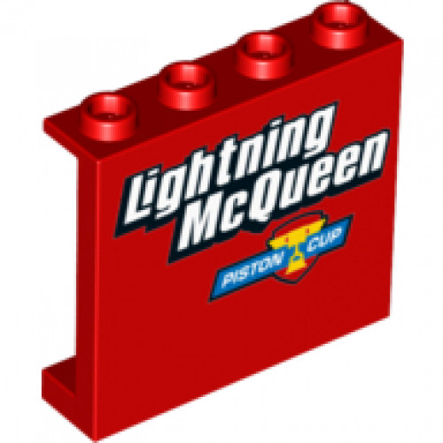 Panel 1 x 4 x 3 with Side Supports - Hollow Studs with 'Lightning McQueen' and Piston Cup Pattern