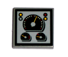 Tile 2 x 2 with Speedometer and Gauges Pattern (Sticker) - Set 8280