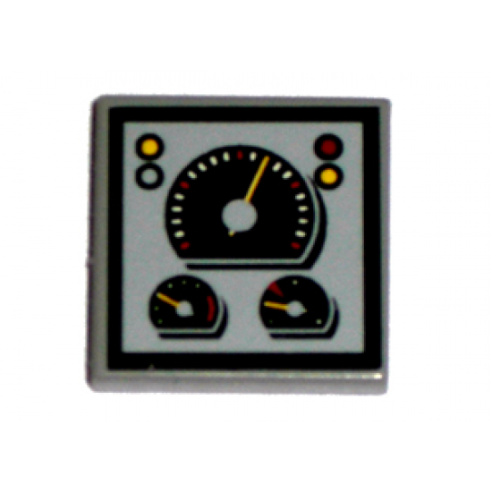 Tile 2 x 2 with Speedometer and Gauges Pattern (Sticker) - Set 8280