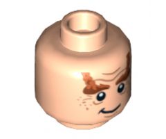 Minifigure, Head Dual Sided LotR Braided Eyebrows and Wrinkles, Happy / Angry Pattern (Nori) - Hollow Stud