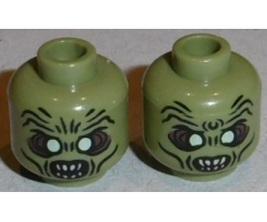 Minifigure, Head Dual Sided LotR Moria Orc White Eyes and Teeth, Wide Eyes / Narrow Eyes Pattern - Blocked Open Stud