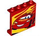 Panel 1 x 4 x 3 with Side Supports - Hollow Studs with Yellow Flames and Lightning McQueen Picture Pattern Model Left Side