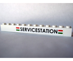 Brick 1 x 12 with 'SERVICESTATION' Pattern (Sticker) - Set 10184