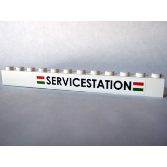 Brick 1 x 12 with 'SERVICESTATION' Pattern (Sticker) - Set 10184
